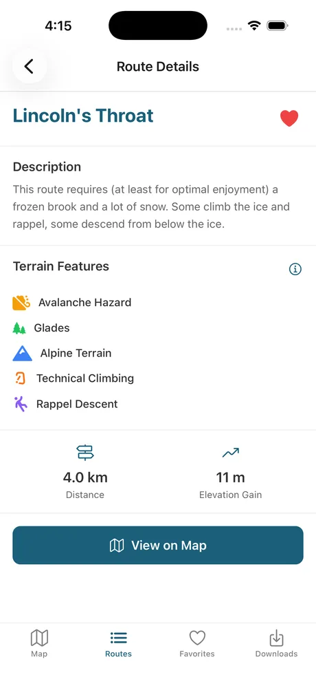 Route detail view
