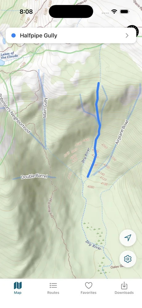 Map with route selected